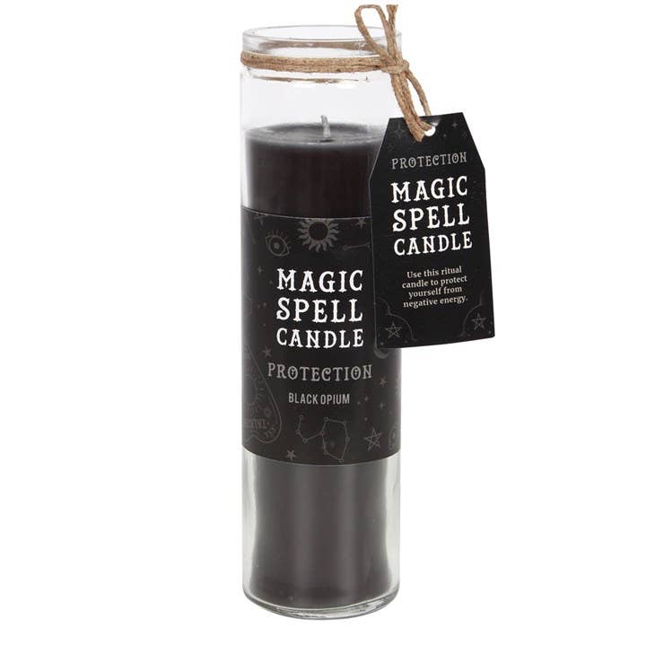 14864 Protection Magic Spell Candle Black Opium Scent C/24 - Spiral Circle