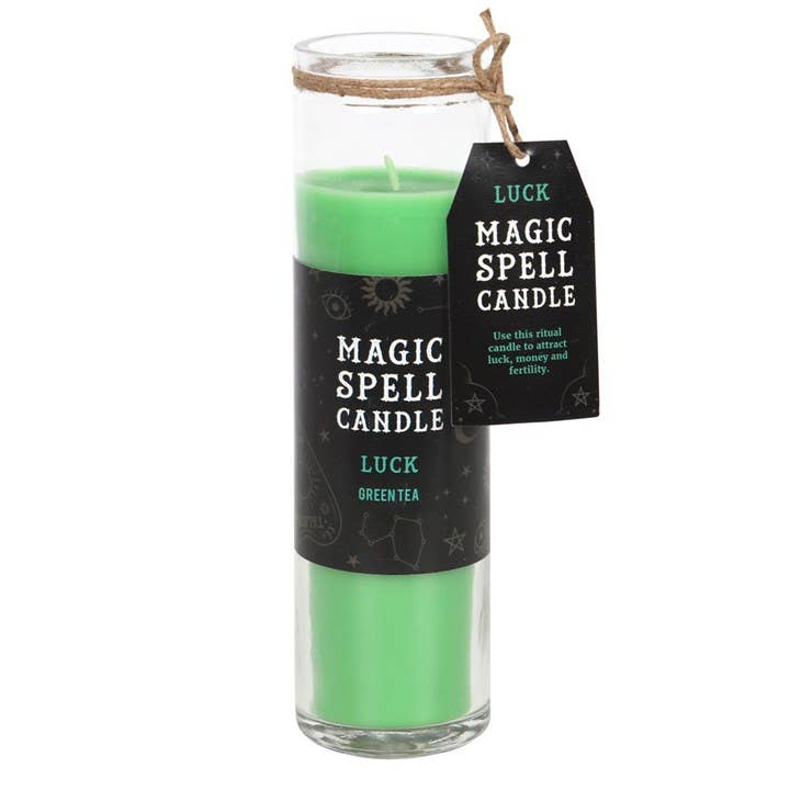 14865 Luck Magic Spell Candle Green Tea Scent C/24 - Spiral Circle