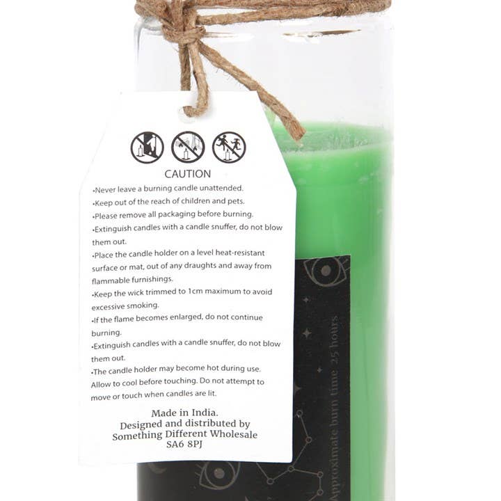 14865 Luck Magic Spell Candle Green Tea Scent C/24 - Spiral Circle