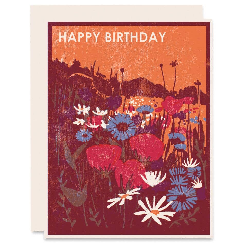 Tarjeta de feliz cumpleaños de flores silvestres