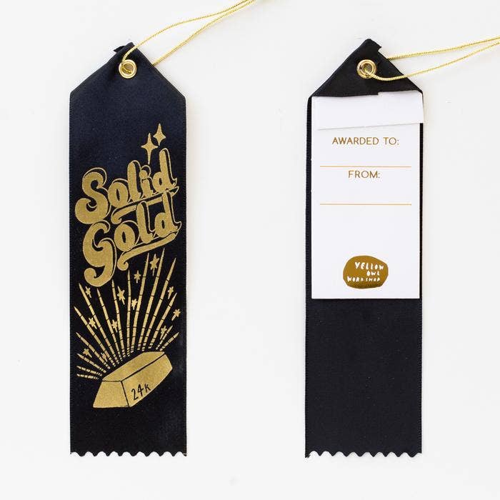24k Solid Gold Award Ribbon - Spiral Circle