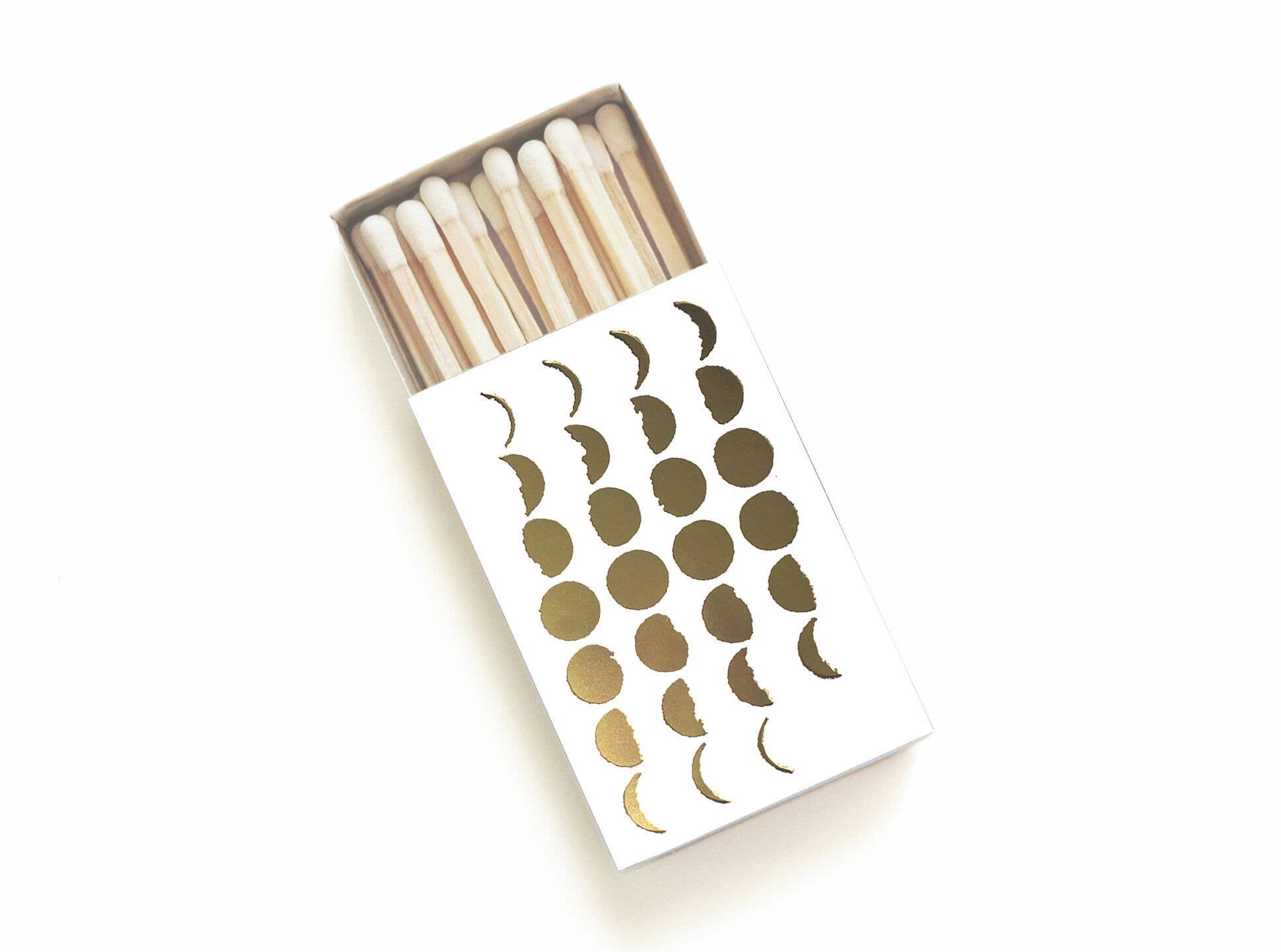 28 Phases of the Moon Matchbox | White & Gold Box - Spiral Circle