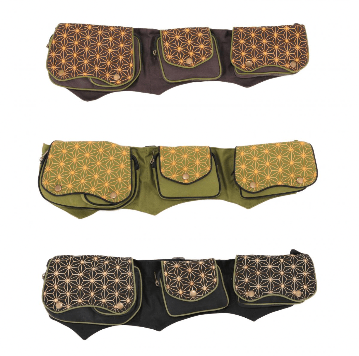 3 pocket waist bag | Flower of Life - Spiral Circle
