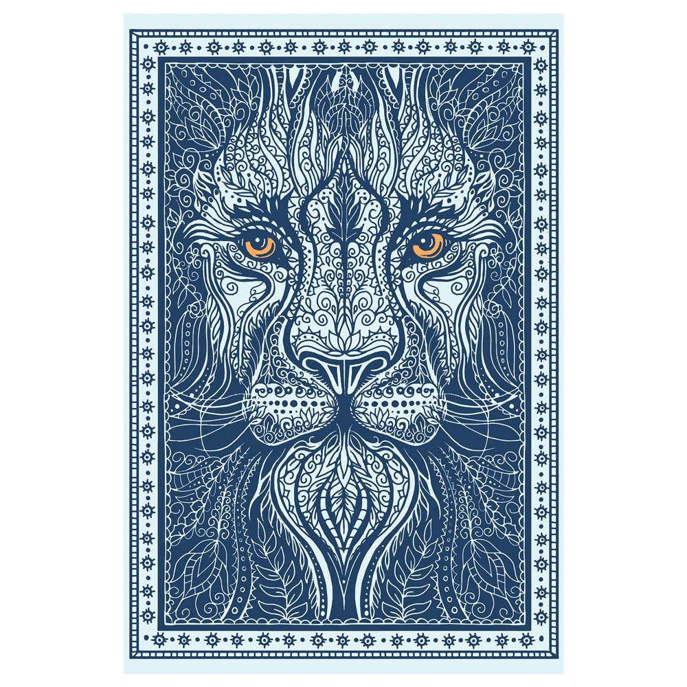 3D Lion Tapestry - Spiral Circle