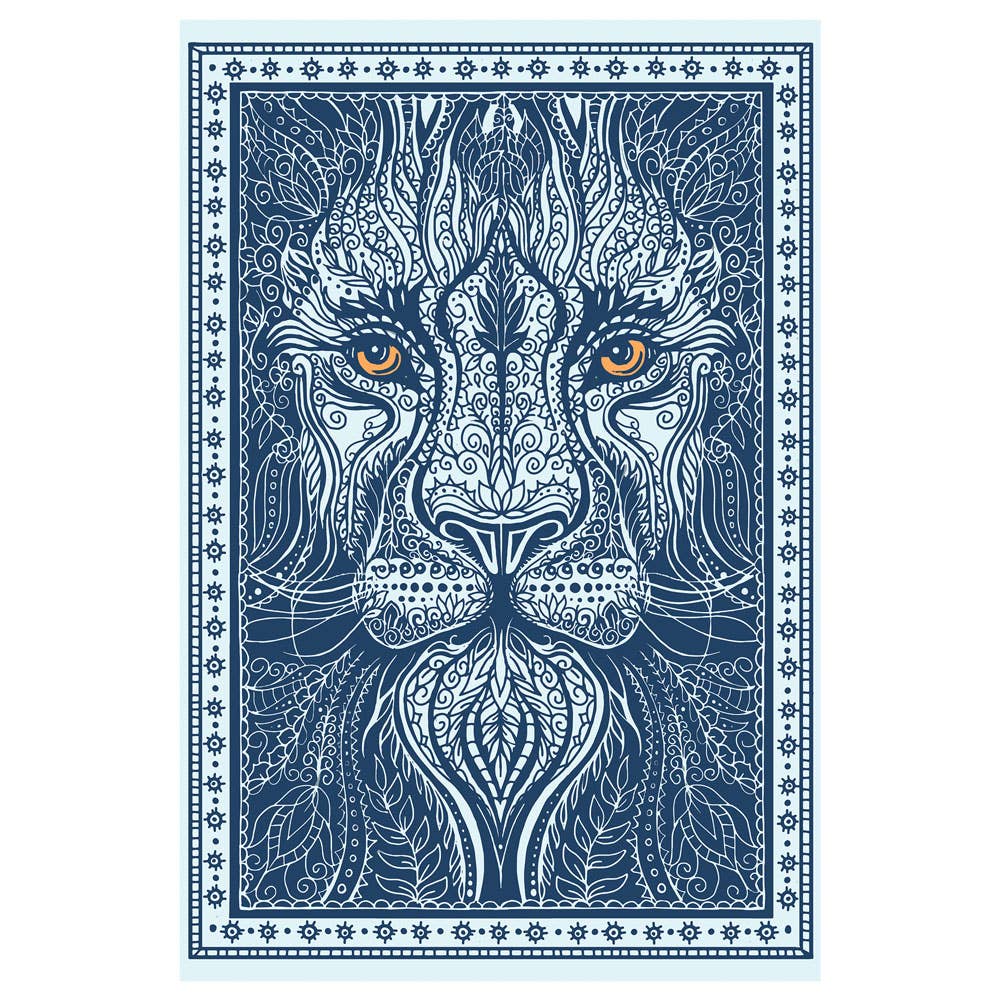 3D Lion Tapestry - Spiral Circle