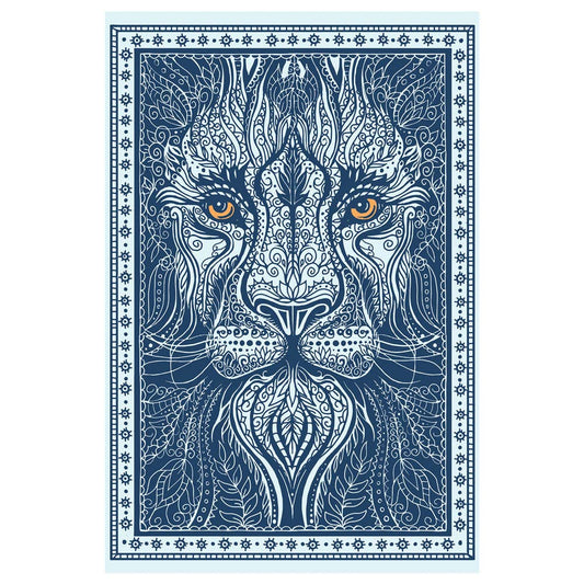 3D Lion Tapestry - Spiral Circle