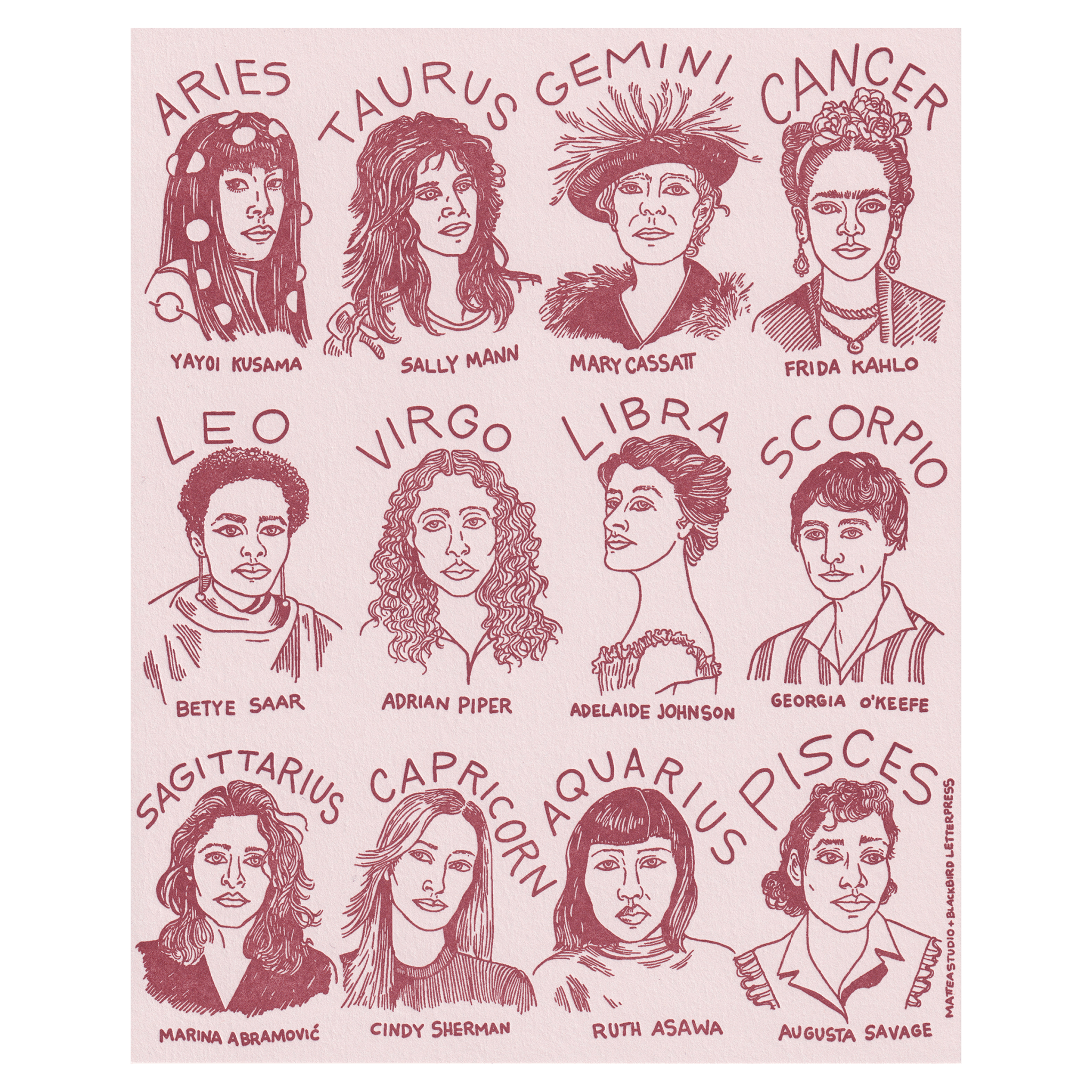 8x10 Femme Artist Astrology Letterpress Art Print - Spiral Circle