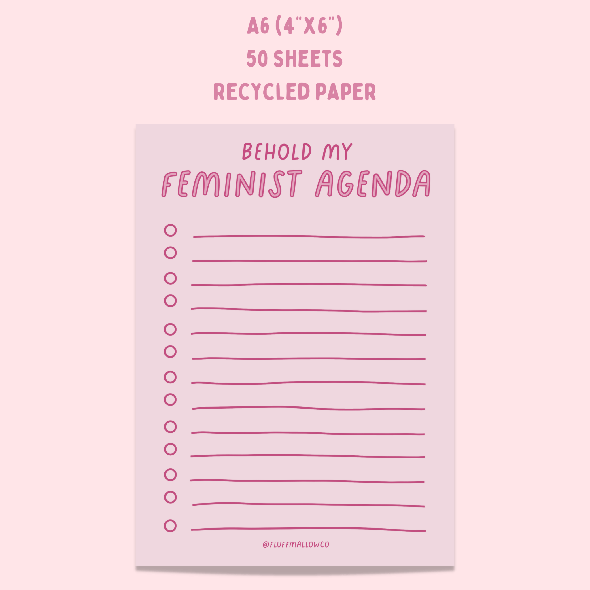 A6 feminist agenda notepad (4"x6") - Spiral Circle