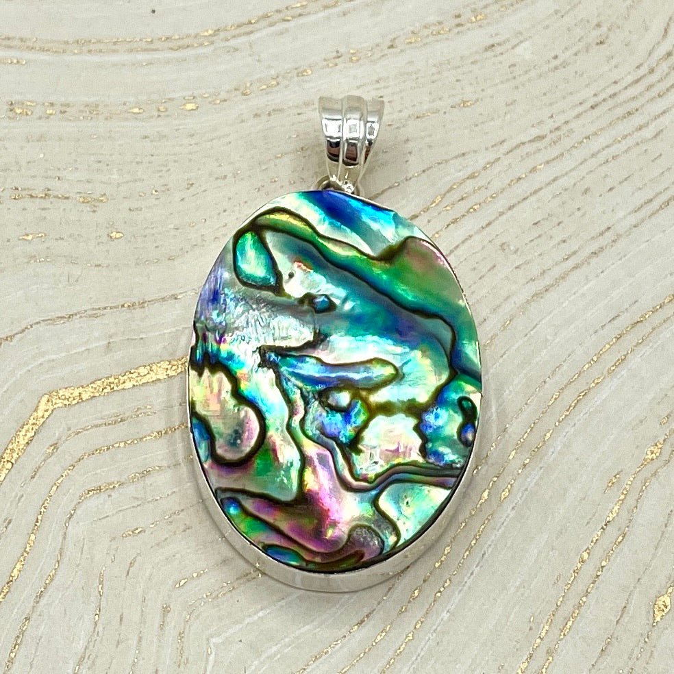Abalone Shell Pendant | Sterling Silver - Spiral Circle