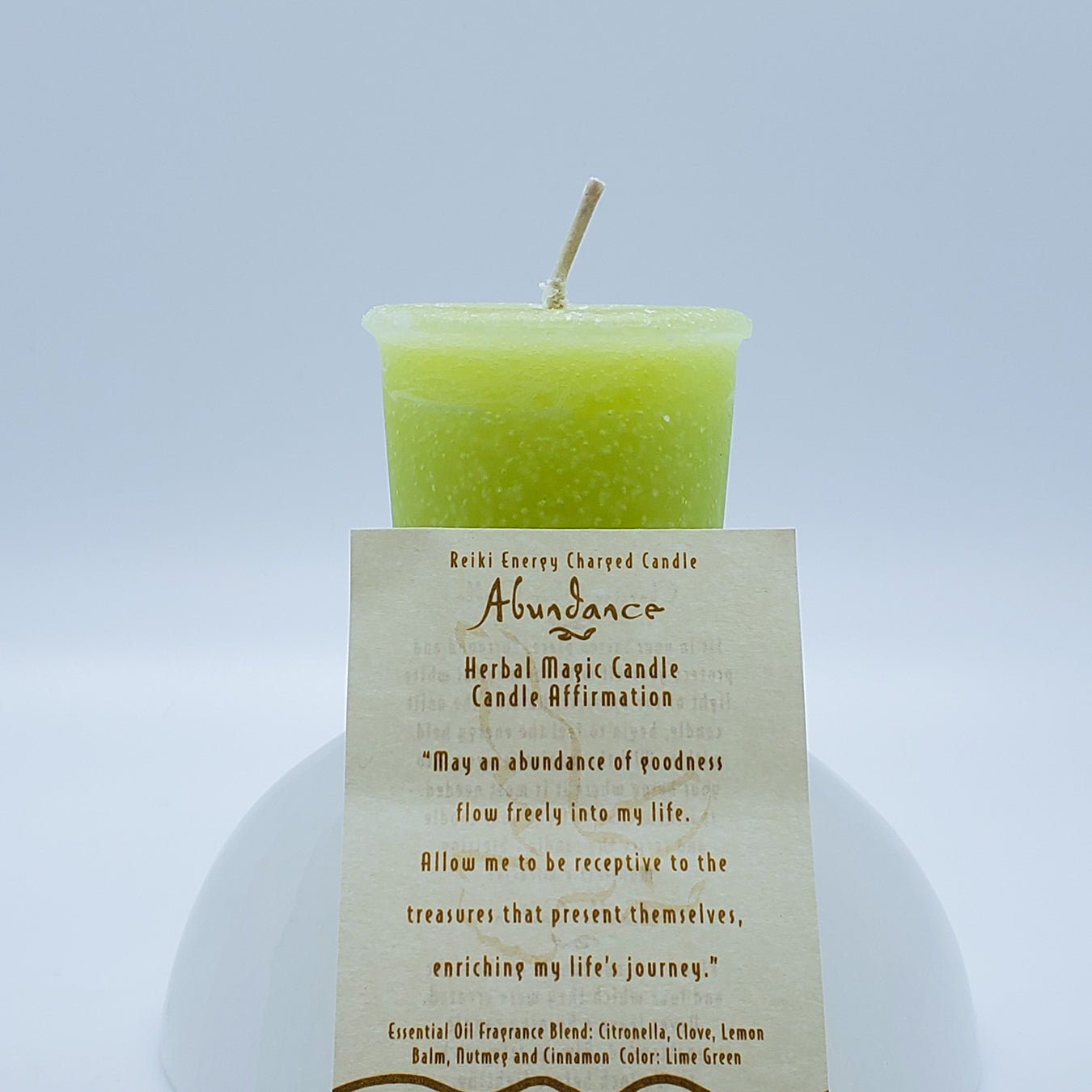 Abundance | Light Green | Votive Intention Candle | Reiki Charged - Spiral Circle