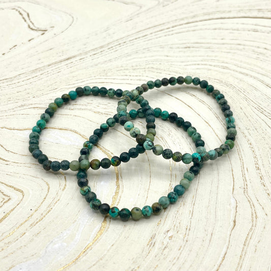 African Turquoise | Stone Beaded Bracelet | 4mm - Spiral Circle