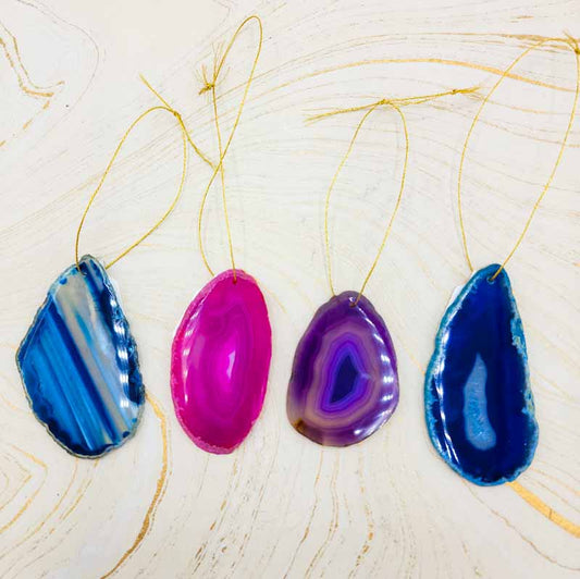 Agate Charm Ornament | Assorted - Spiral Circle