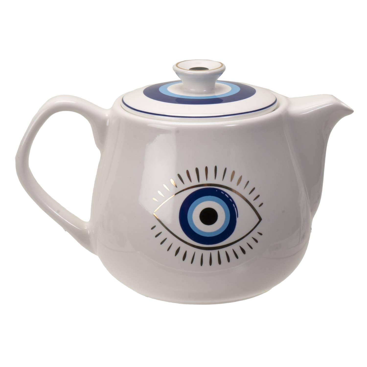 All Seeing Eye Teapot with Strainer White C/36 - Spiral Circle