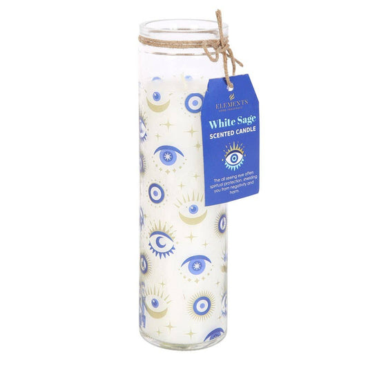 All Seeing Eye White Sage Candle C/24 - Spiral Circle