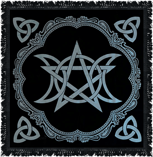 Altar Cloth Triple Moon Pentagram 60X60 cm - Spiral Circle