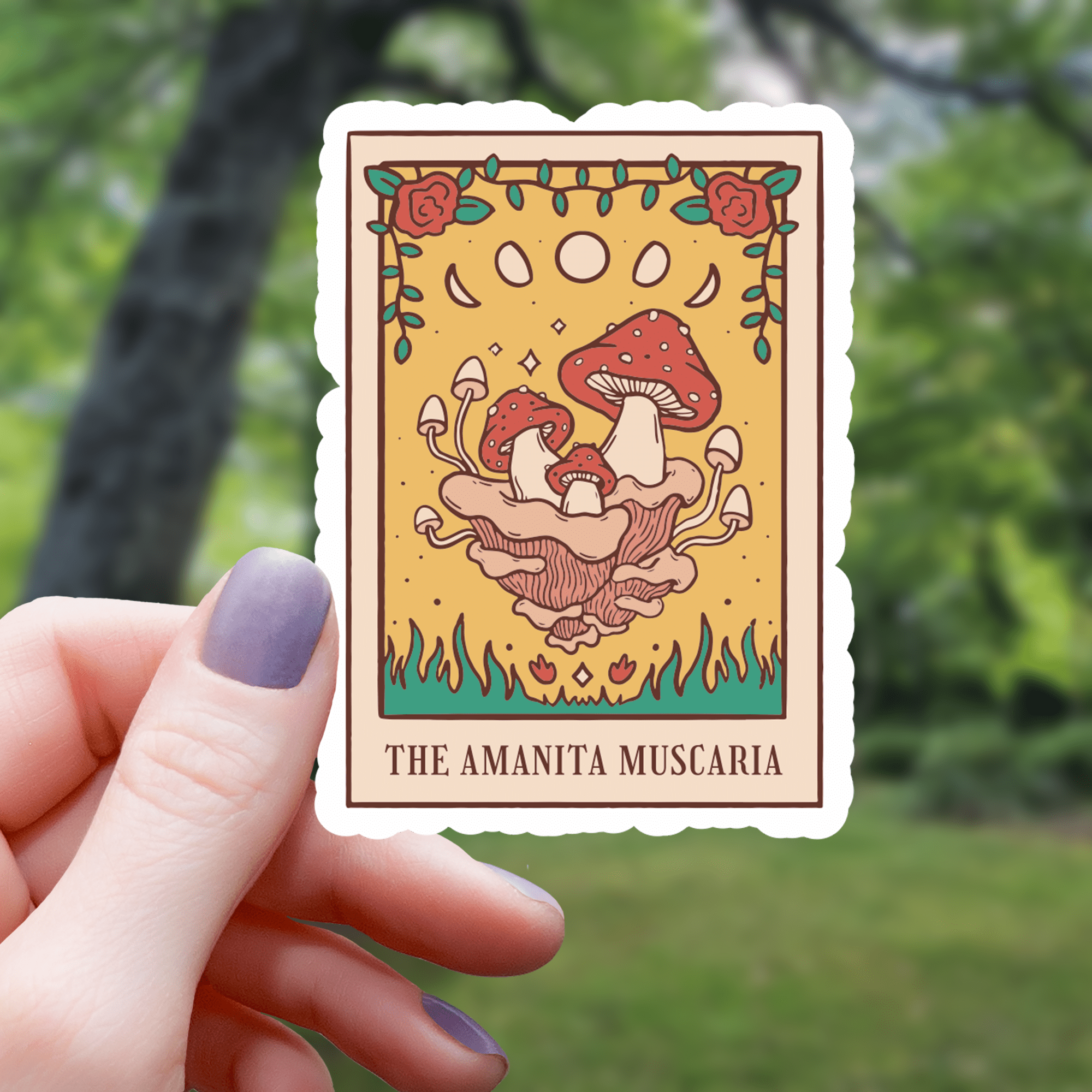 Amanita Muscara Mushroom Tarot Card Sticker | 3" - Spiral Circle