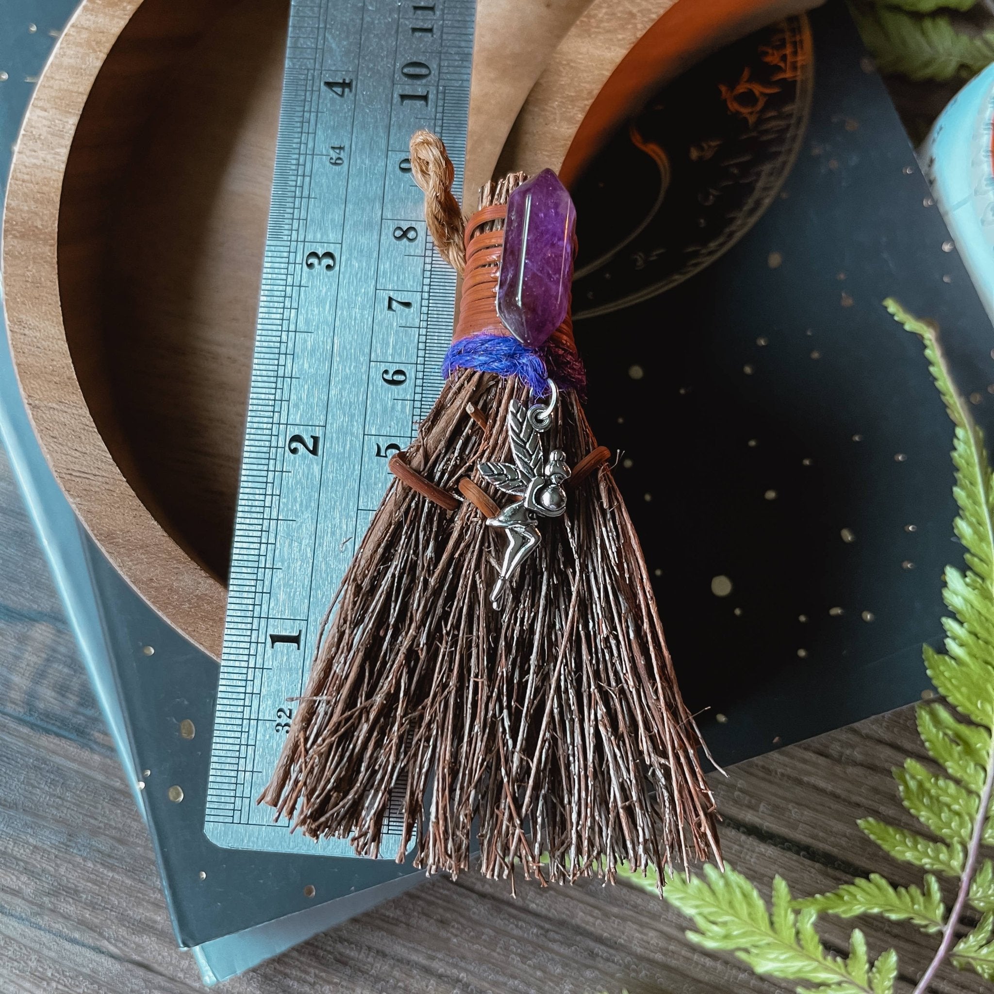 Amethyst Fairy Mini Witch's Broom | Witchy Altar Besom 3" - Spiral Circle