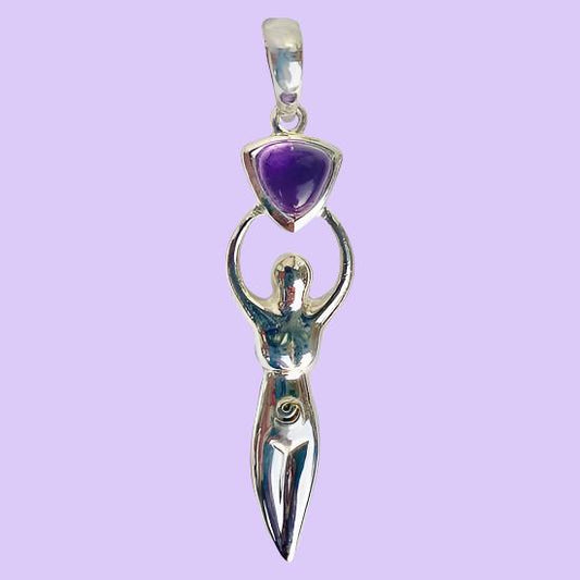 Amethyst Goddess Pendant | Sterling Silver - Spiral Circle