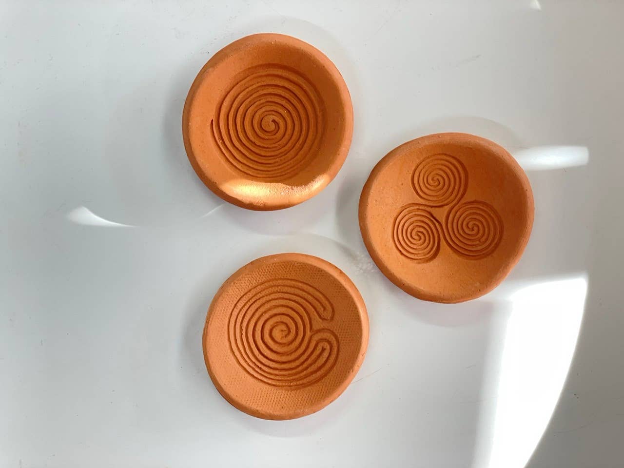 Ancient Symbol Earthenware Tiny Trinket Dish - Spiral Circle