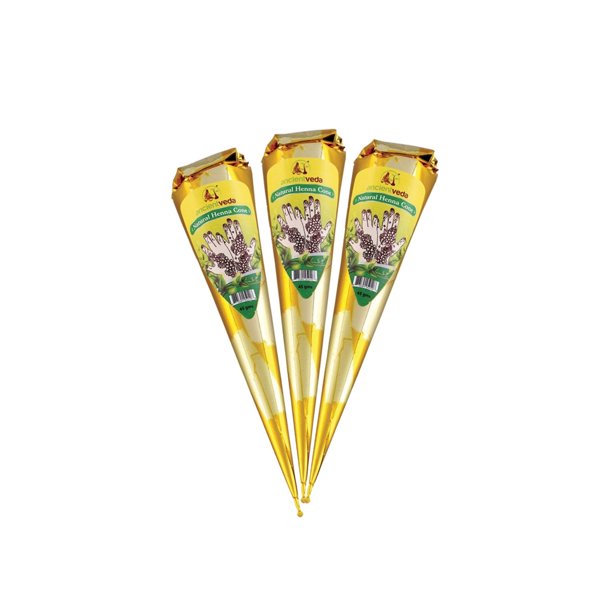 AncientVeda Premium Gold Henna Cones 30 Grams - Spiral Circle