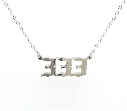 Angel Number Necklace | 333 | Stainless Steel - Spiral Circle