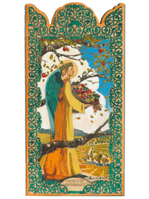 Angel of Abundance | Wooden Pocket Plaque - Spiral Circle