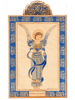 Angel of Peace | Wooden Pocket Plaque - Spiral Circle