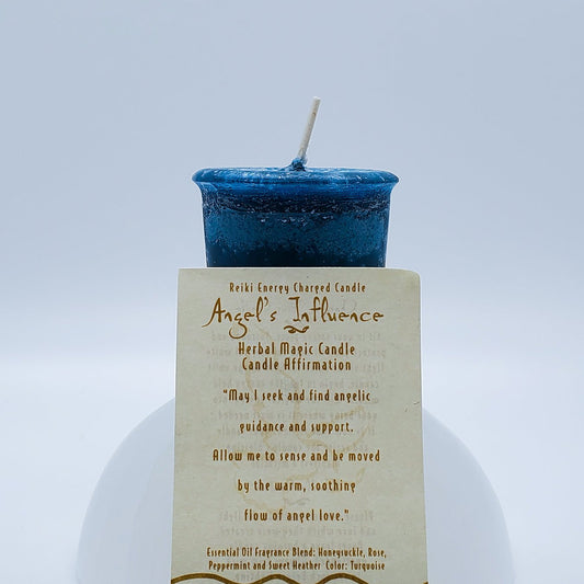 Angel's Influence | Turquoise | Votive Intention Candle | Reiki Charged - Spiral Circle