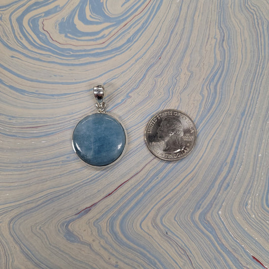 Aquamarine Round Pendant - Spiral Circle