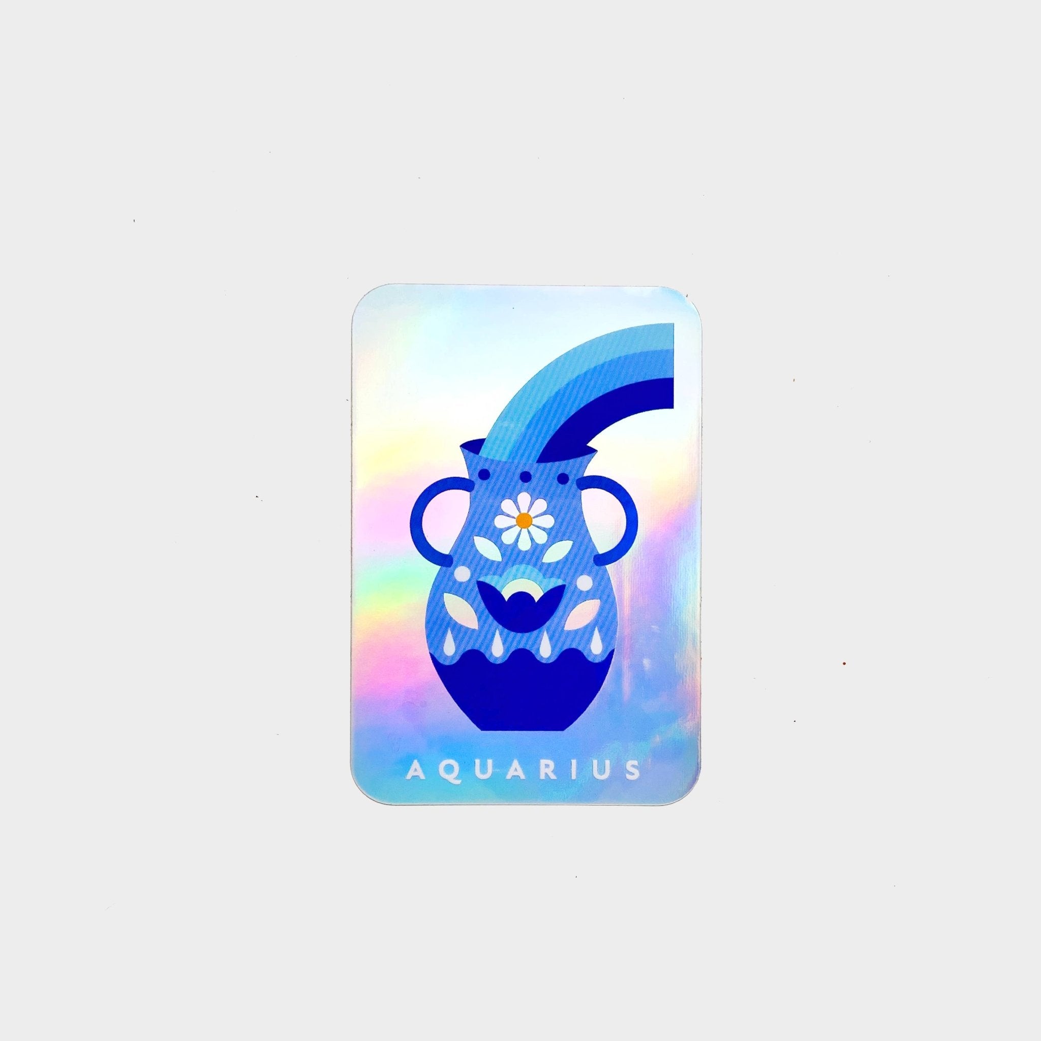 Aquarius | Rectangle Horoscope Sticker - Spiral Circle