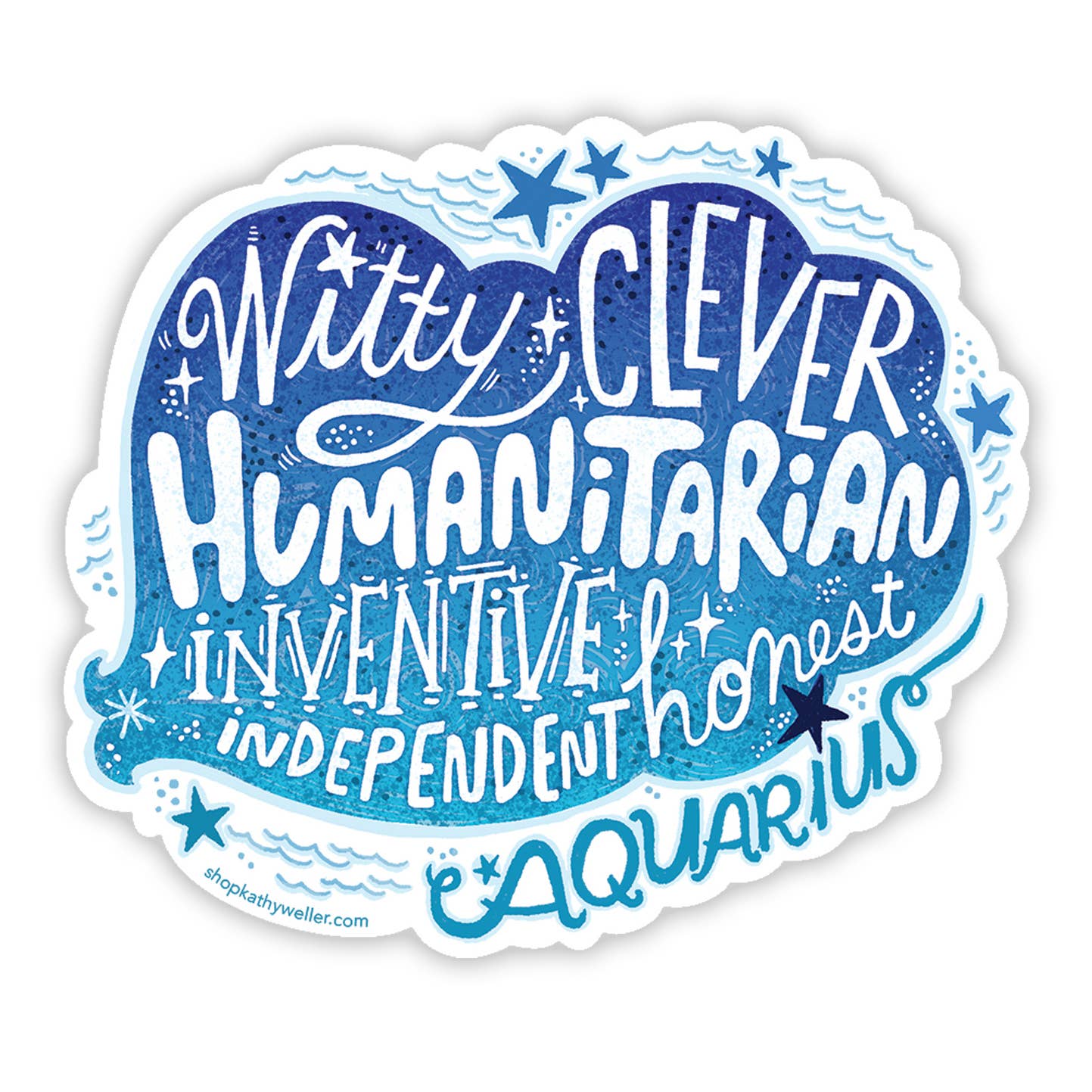 Aquarius Zodiac Astrology Sign Sticker - Spiral Circle