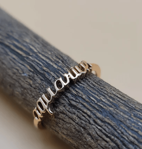 Aquarius | Zodiac Cursive Ring | Brass & 24k Gold Plated - Spiral Circle