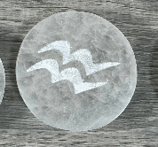 Aquarius Zodiac Selenite Disc | 1.5” - Spiral Circle