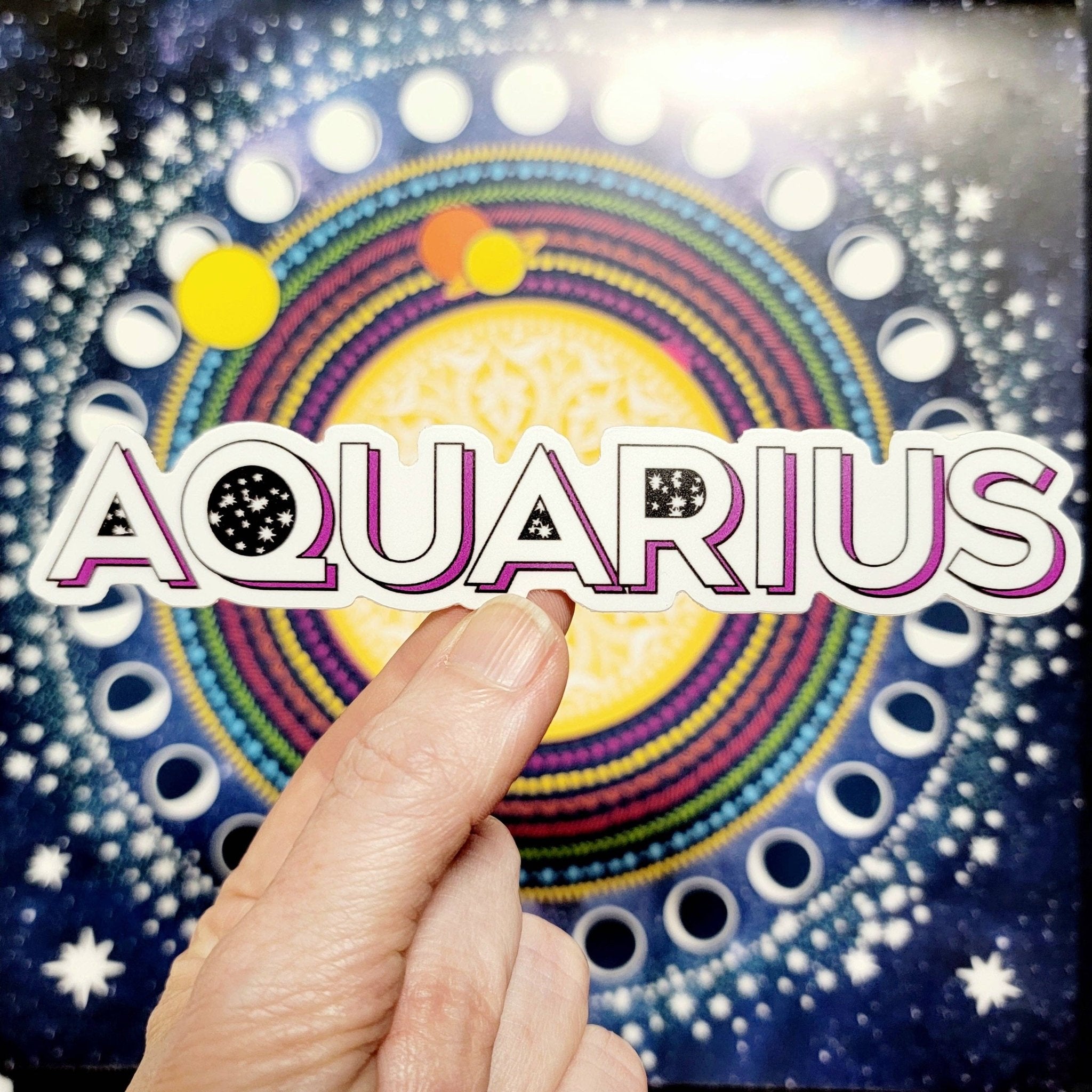 Aquarius | Zodiac Sign Stickers - Spiral Circle