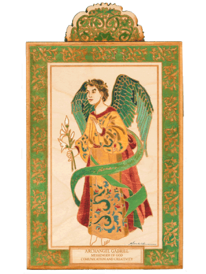 Archangel Gabriel | Wooden Pocket Plaque - Spiral Circle