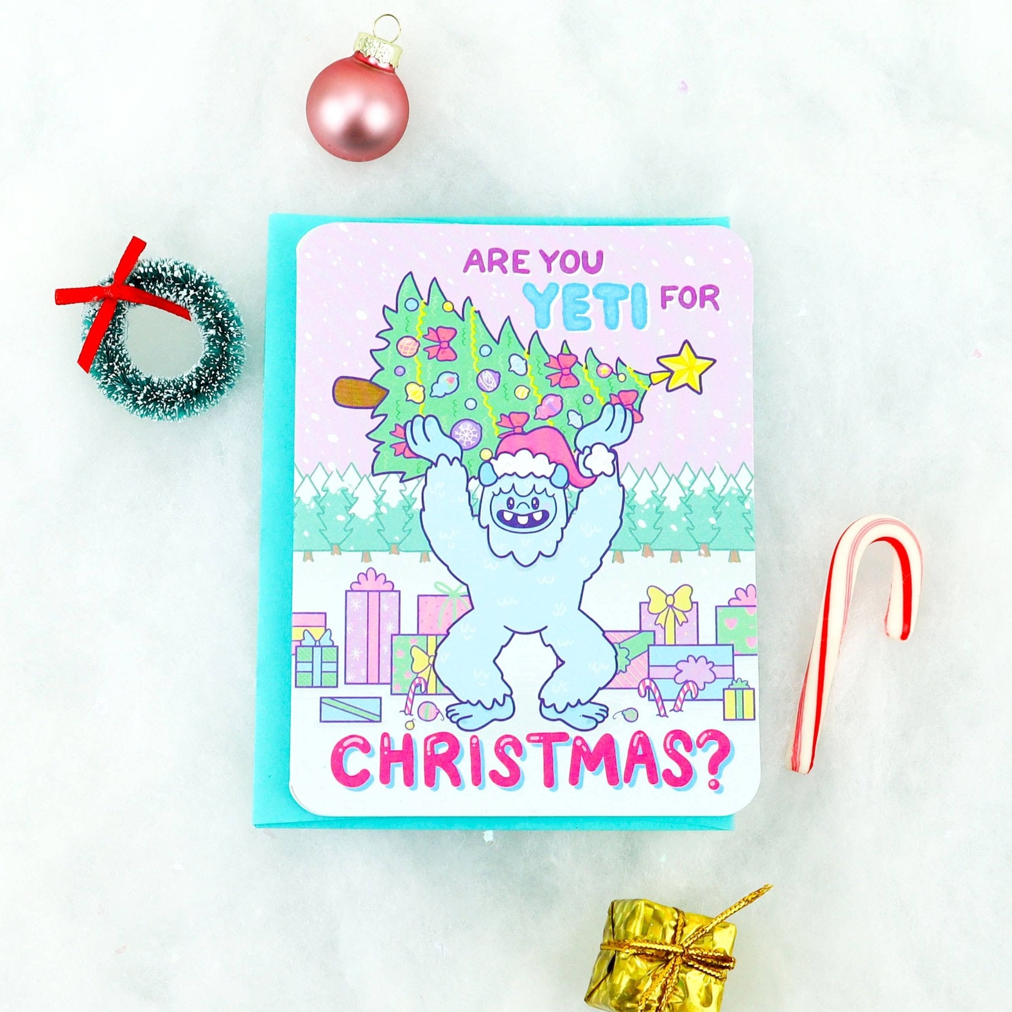 Are You Yeti For Christmas Holiday Card - Spiral Circle