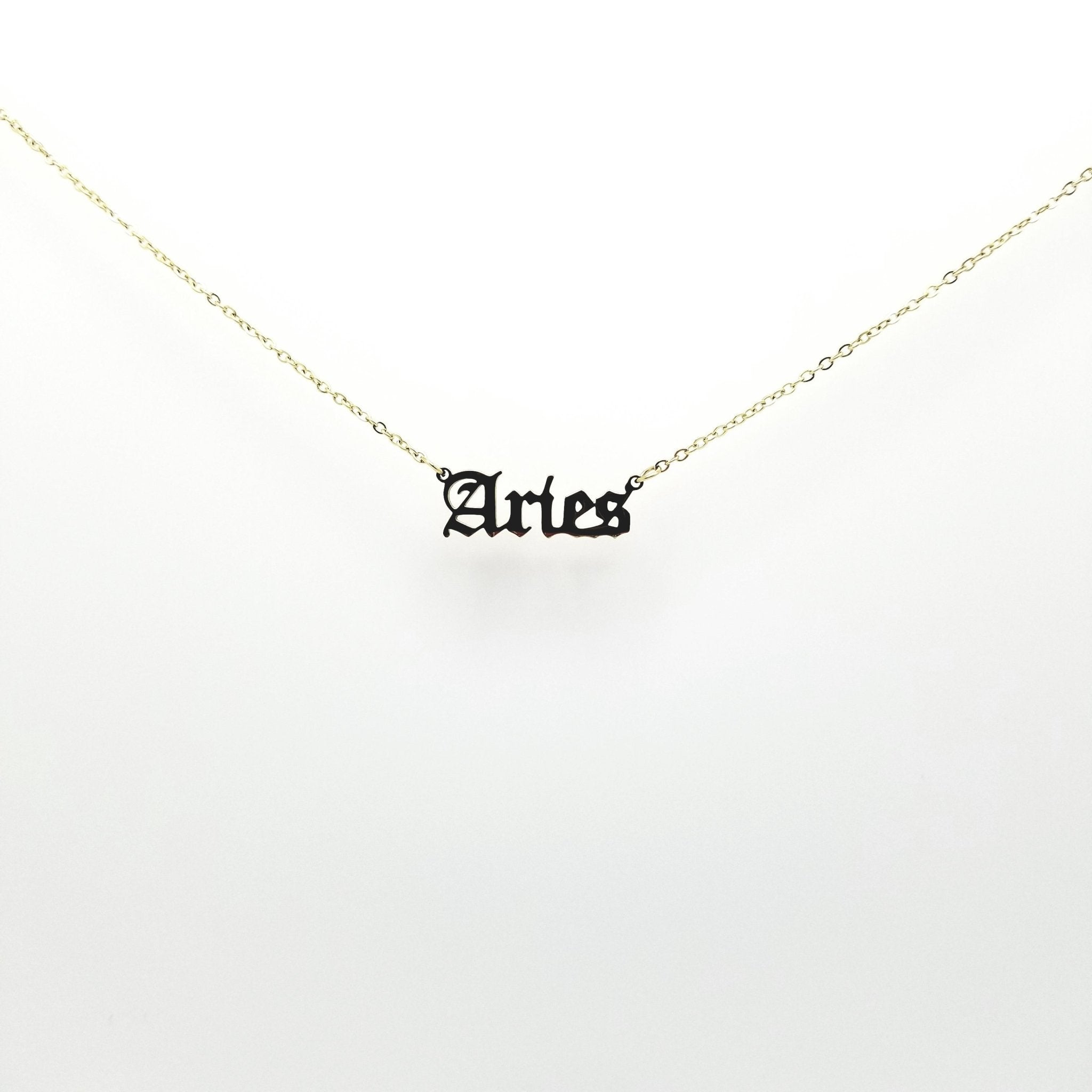 Aries Zodiac Name Necklaces: 18k Gold Plated - Spiral Circle