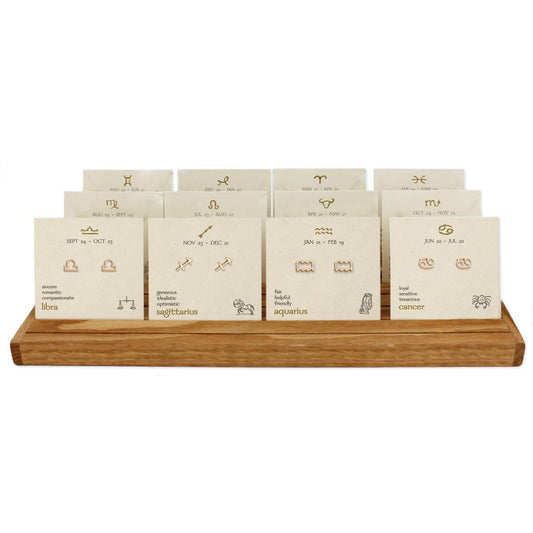 Aries Zodiac Sign Gold Stud Earrings - Spiral Circle