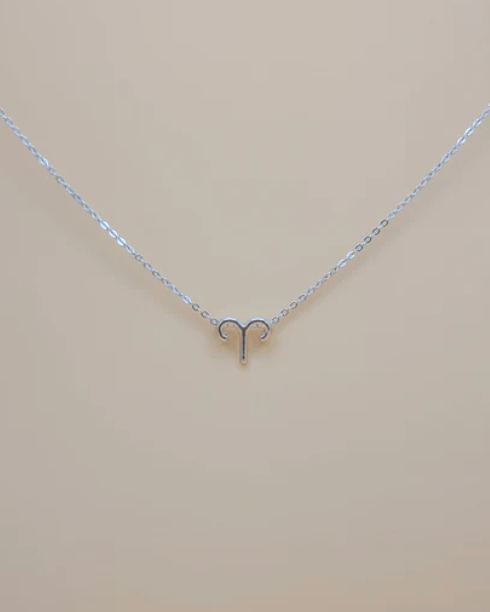 Aries Zodiac Symbol Pendant Necklace | Silver Plated - Spiral Circle