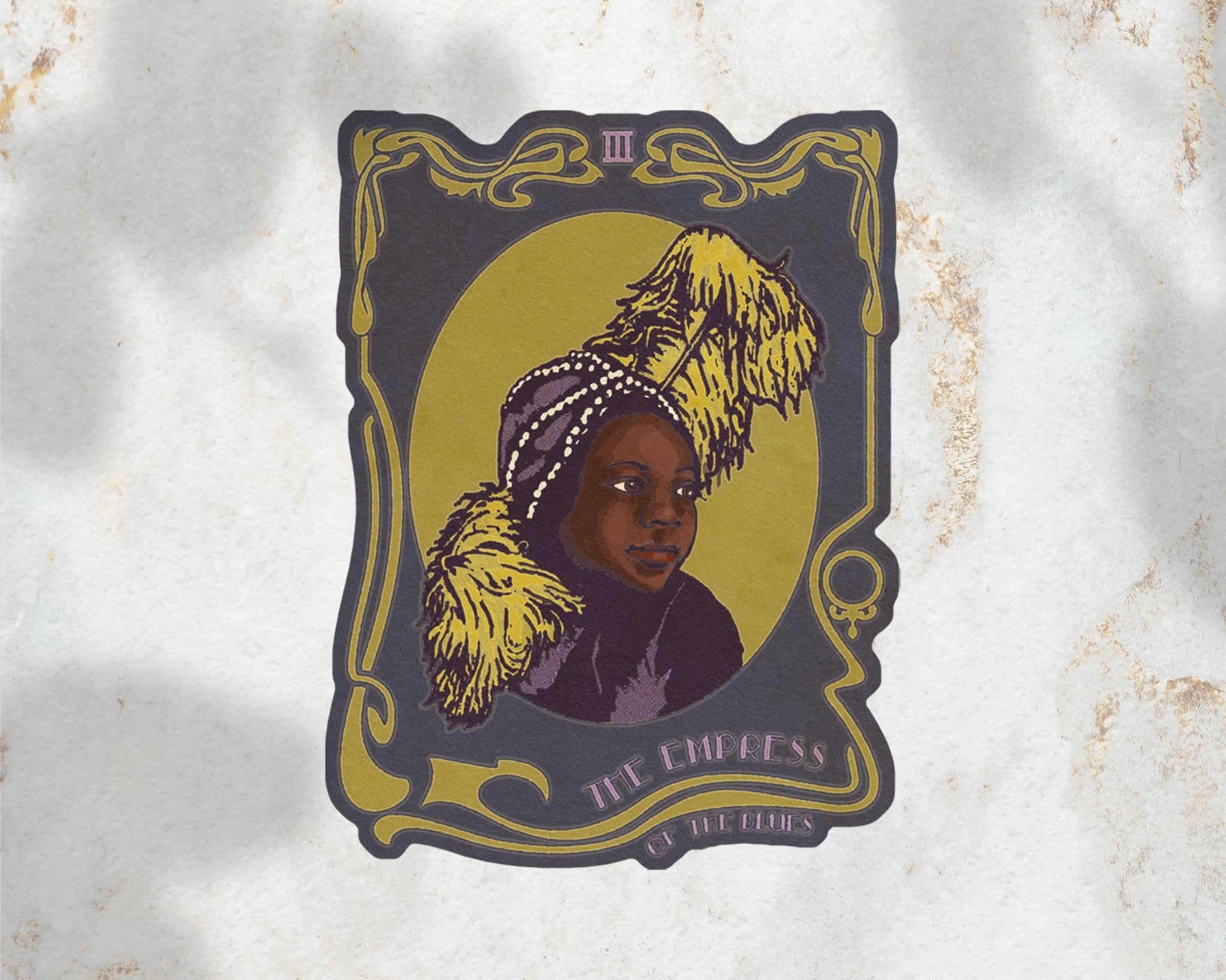 Art Nouveau Tarot | The Empress of the Blues Sticker - Spiral Circle