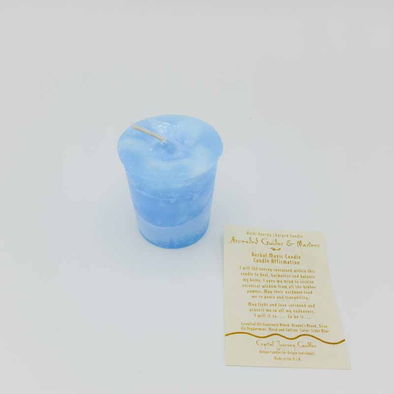 Ascended Masters | Pastel Blue | Votive Intention Candle | Reiki Charged - Spiral Circle