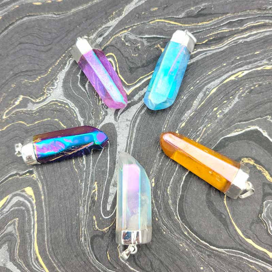 Aura Quartz Pendants | Assorted - Spiral Circle