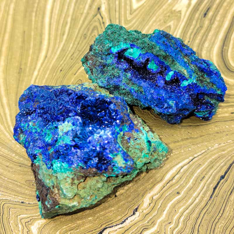 Azurite & Malachite Raw Pieces - Spiral Circle