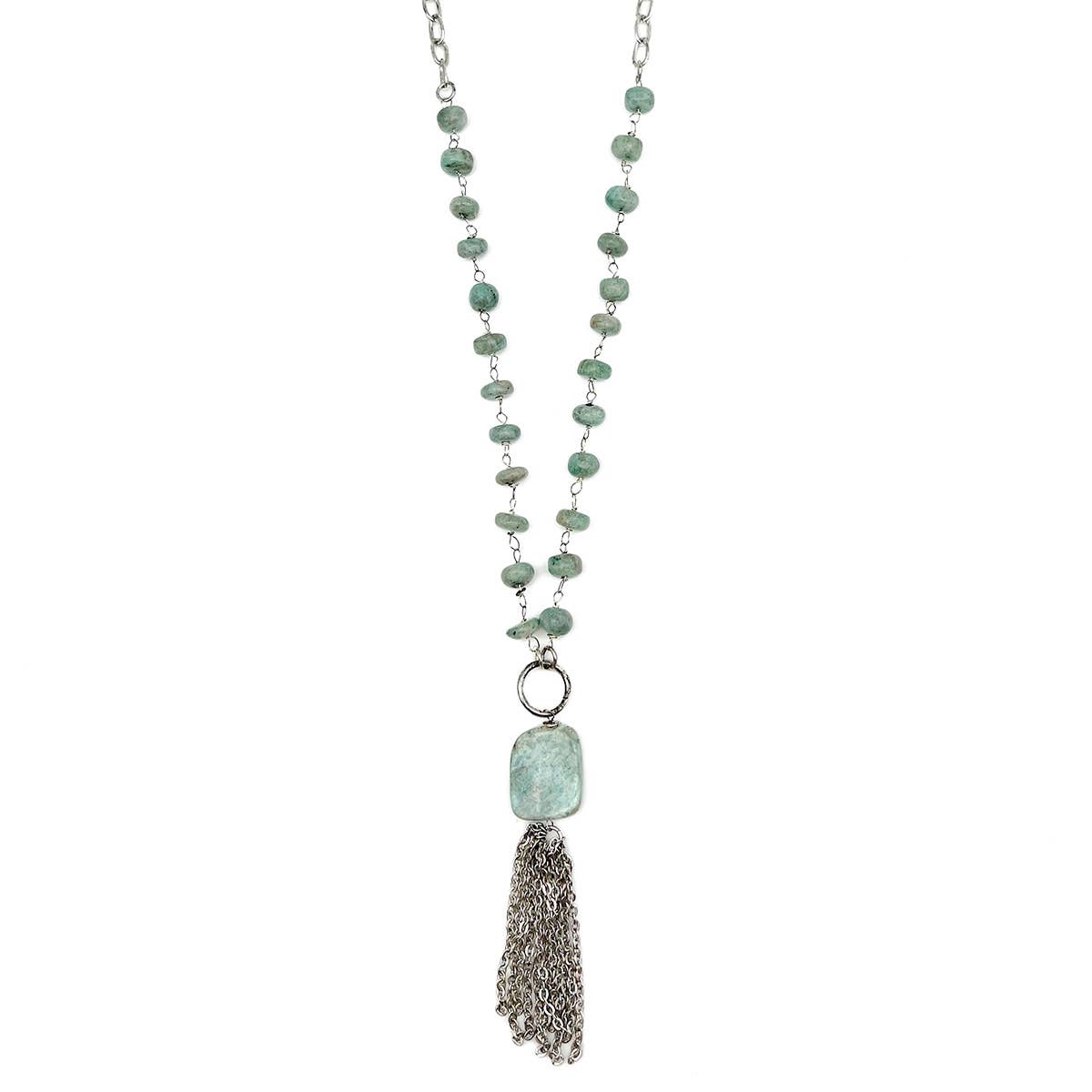 Banjara Semi-Precious Stone Necklace - Amazonite - Spiral Circle