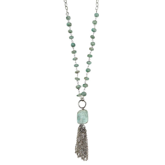 Banjara Semi-Precious Stone Necklace - Amazonite - Spiral Circle