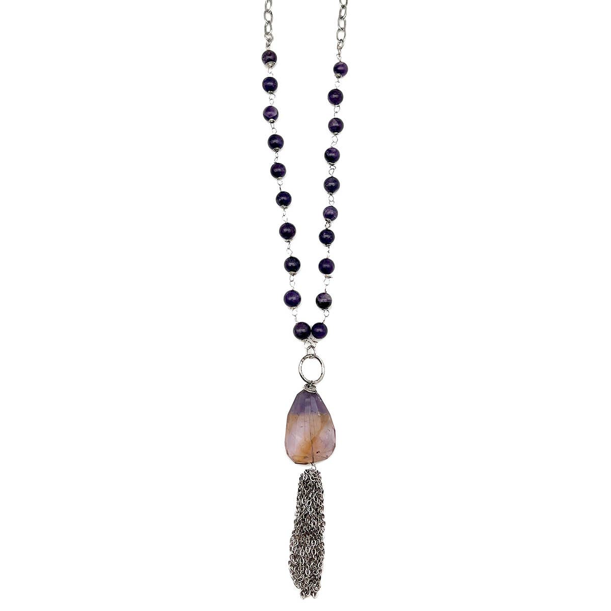 Banjara Semi-Precious Stone Necklace - Amethyst & Ametrine - Spiral Circle