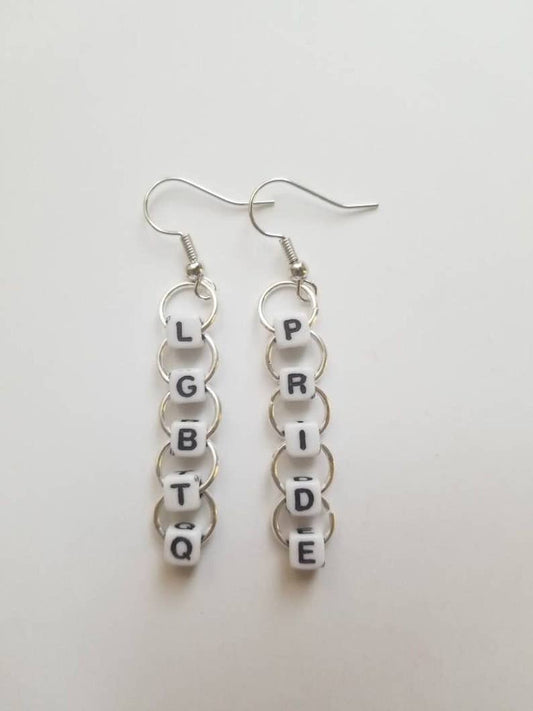 Beaded "LGBTQ Pride" Word Earrings - Spiral Circle