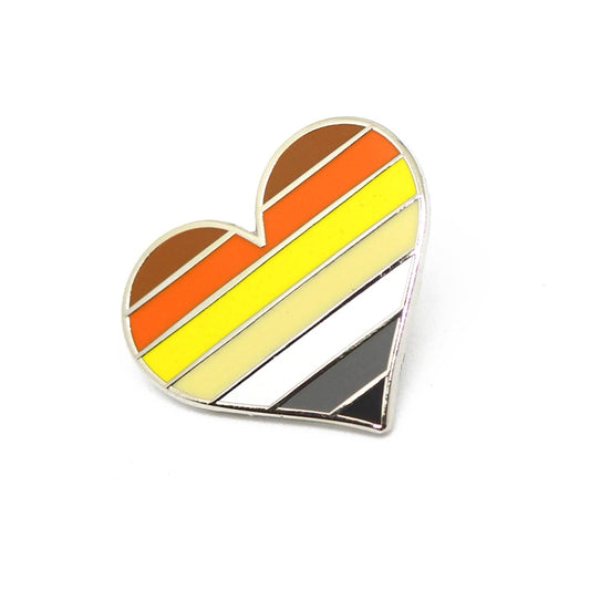 Bear Flag Heart Enamel Pin - Spiral Circle