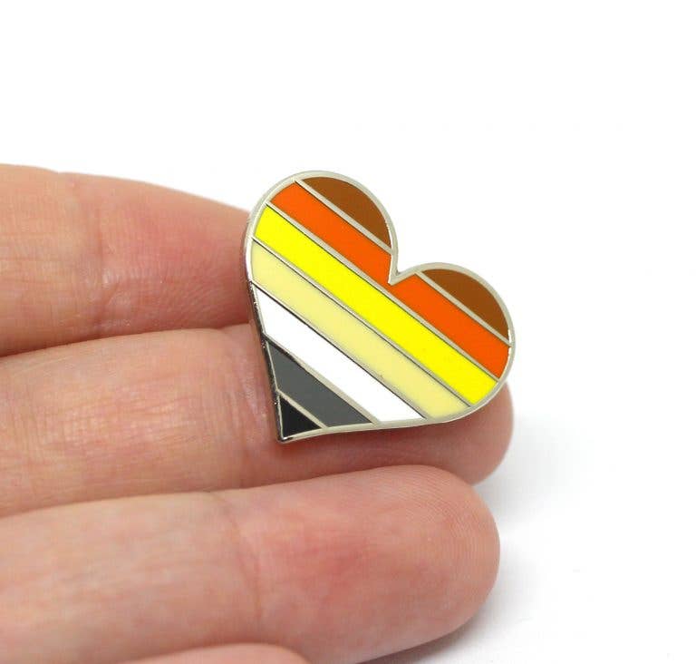 Bear Flag Heart Enamel Pin - Spiral Circle