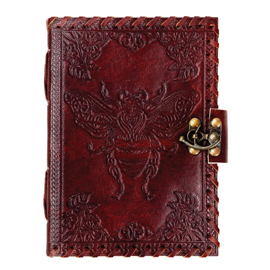 Bee Leather Journal - Spiral Circle